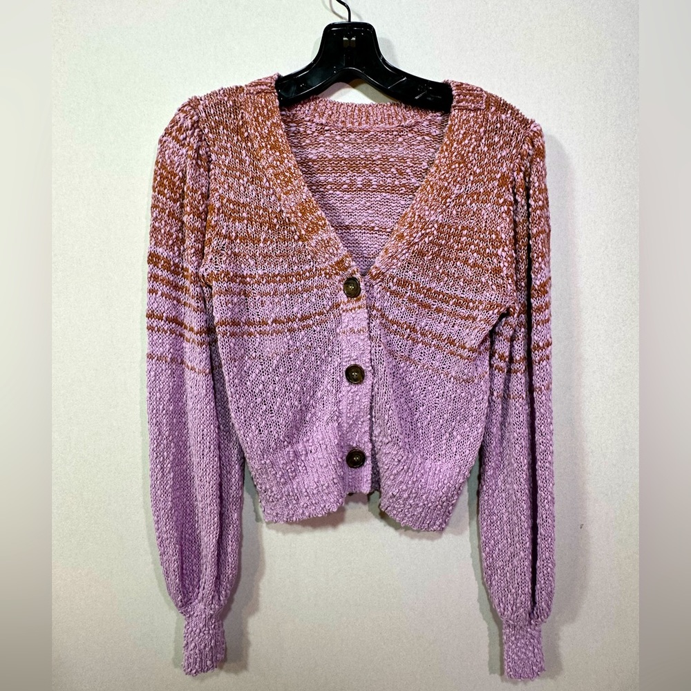 NWT J.Crew- light purple, rust V, buttoned down back, cropped sweater, cardigan.